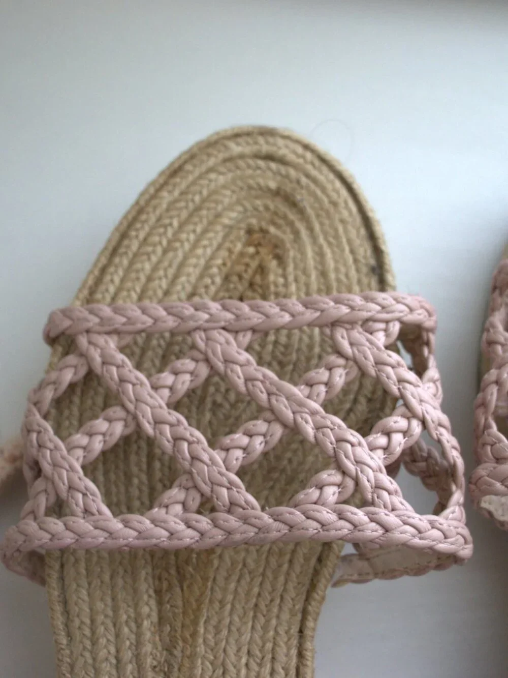 SCHUTZ Pink Braided Lace-Up Espadrille Flatform Sandals Size 8B